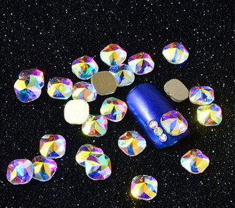 100db AB átlátszó strassz 4-10mm körömdíszítő formájú felső Crystal AB cseh kristály strassz lapos hátú hosszúkás üvegkövek ZZ15244