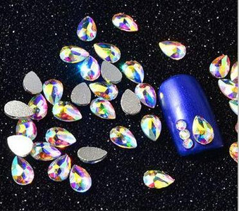 100db AB átlátszó strassz 4-10mm körömdíszítő formájú felső Crystal AB cseh kristály strassz lapos hátú hosszúkás üvegkövek ZZ15244