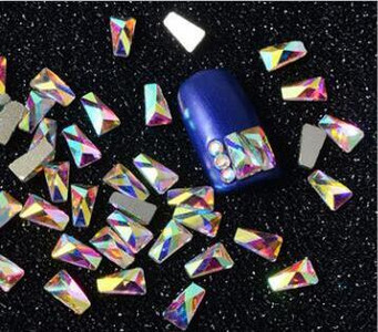 100db AB átlátszó strassz 4-10mm körömdíszítő formájú felső Crystal AB cseh kristály strassz lapos hátú hosszúkás üvegkövek ZZ15244