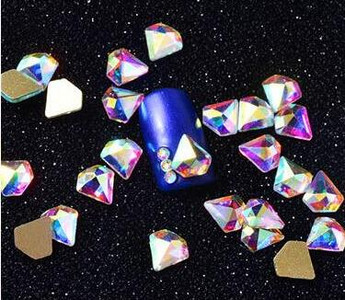 100db AB átlátszó strassz 4-10mm körömdíszítő formájú felső Crystal AB cseh kristály strassz lapos hátú hosszúkás üvegkövek ZZ15244