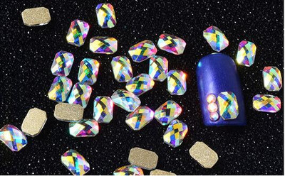100db AB átlátszó strassz 4-10mm körömdíszítő formájú felső Crystal AB cseh kristály strassz lapos hátú hosszúkás üvegkövek ZZ15244
