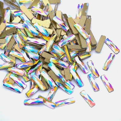 100db AB átlátszó strassz 4-10mm körömdíszítő formájú felső Crystal AB cseh kristály strassz lapos hátú hosszúkás üvegkövek ZZ15244