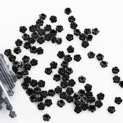 100db lila rózsa virág cabochon lapos hátú díszítés kellék Gyanta Apró rózsa virág színe fröccsent cabochon lapos hátú ， 6mm