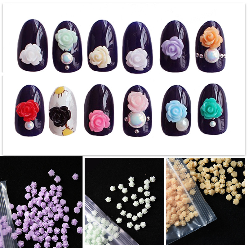 100db lila rózsa virág cabochon lapos hátú díszítés kellék Gyanta Apró rózsa virág színe fröccsent cabochon lapos hátú ， 6mm