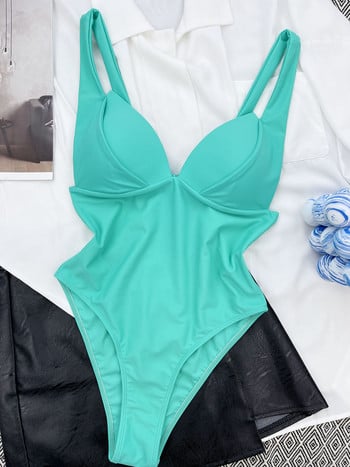 Σέξι 5 χρώματα Push Up V Neck Monokini Γυναικεία μαγιό Ολόσωμο Γυναικείο μαγιό με επένδυση από ψηλό κόψιμο μαγιό V3673