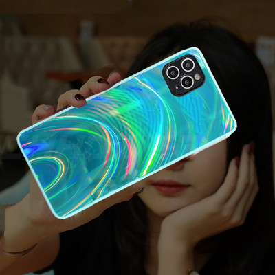 Spīdīgs 3D Rainbow Glitter lāzera telefona futrālis iPhone 14 13 12 11 Pro Max X XR XS Max 7 8 Plus mīksta silikona rāmja aizmugurējais vāciņš