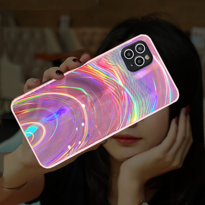 Spīdīgs 3D Rainbow Glitter lāzera telefona futrālis iPhone 14 13 12 11 Pro Max X XR XS Max 7 8 Plus mīksta silikona rāmja aizmugurējais vāciņš