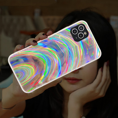 Spīdīgs 3D Rainbow Glitter lāzera telefona futrālis iPhone 14 13 12 11 Pro Max X XR XS Max 7 8 Plus mīksta silikona rāmja aizmugurējais vāciņš