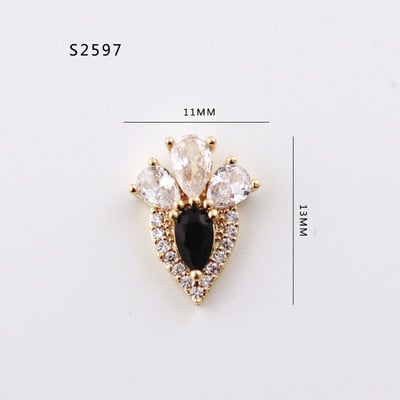 5db Nail Art Charms 3D luxus fekete cirkon köröm gyémántok ékszerek kövek dekoráció cirkon köröm ékszerek barkács manikűrhöz &DE