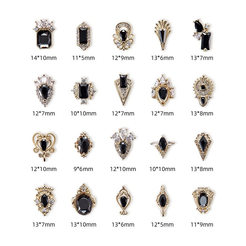 5db Nail Art Charms 3D luxus fekete cirkon köröm gyémántok ékszerek kövek dekoráció cirkon köröm ékszerek barkács manikűrhöz &DE