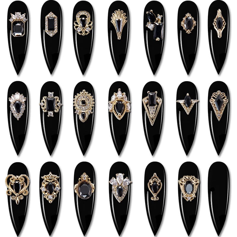5db Nail Art Charms 3D luxus fekete cirkon köröm gyémántok ékszerek kövek dekoráció cirkon köröm ékszerek barkács manikűrhöz &DE
