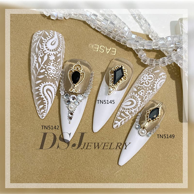 5db Nail Art Charms 3D luxus fekete cirkon köröm gyémántok ékszerek kövek dekoráció cirkon köröm ékszerek barkács manikűrhöz &DE
