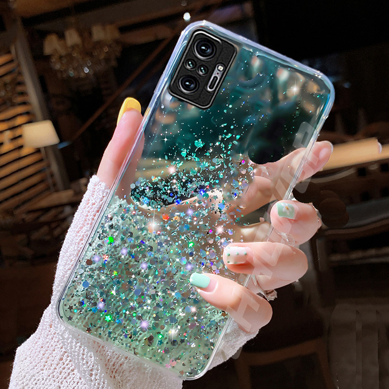 Για Xiaomi Redmi Note 10 Pro 10S Θήκη Glitter Sequins Θήκες τηλεφώνου για Redmi Note 9T 9S 9 Pro 9A 9AT 9C NFC Κάλυμμα μαλακής σιλικόνης