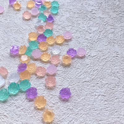 100 komada Tamne ruže privjesci Ukrasi za nokte 6/8 mm Mat Vintage Nakit Dijelovi za nokte 3D Flatback Smola Crno cvijeće Ornament za manikuru