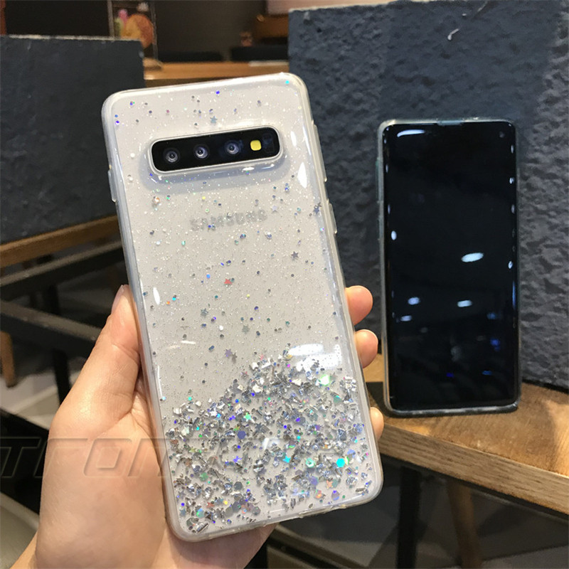 Glitter pehme ümbris Samsung Galaxy A11 A21 A21S A31 A41 A51 A71 A81 A91 SM A217F A8 A9 A7 A6 J8 J6 J4 Plus s9 s10 telefoni kaas