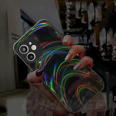 Gradient Glitter Rainbow Mirorr ümbris iPhone`ile 13 12 11 Pro Max X XR XS Max 6 6S 8 7 Plus Bling Aurora Laser Soft TPU kate