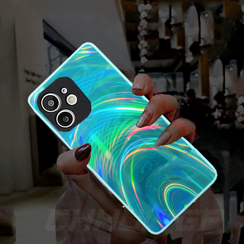 Gradient Glitter Rainbow Mirorr ümbris iPhone`ile 13 12 11 Pro Max X XR XS Max 6 6S 8 7 Plus Bling Aurora Laser Soft TPU kate