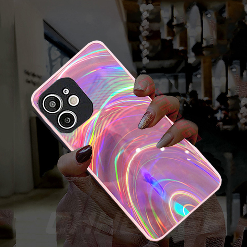 Gradient Glitter Rainbow Mirorr ümbris iPhone`ile 13 12 11 Pro Max X XR XS Max 6 6S 8 7 Plus Bling Aurora Laser Soft TPU kate