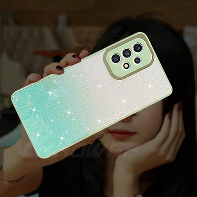 3D Graident Glitter Sequins ümbris Samsung Galaxy S22 Ultra S21 Plus A13 A23 A22 A33 A53 A73 A52 A12 A51 pehme silikoonkaanega