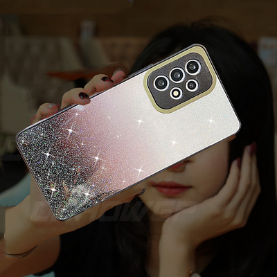 3D Graident Glitter Sequins ümbris Samsung Galaxy S22 Ultra S21 Plus A13 A23 A22 A33 A53 A73 A52 A12 A51 pehme silikoonkaanega
