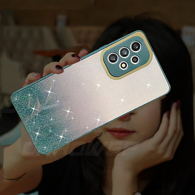 3D Graident Glitter Sequins ümbris Samsung Galaxy S22 Ultra S21 Plus A13 A23 A22 A33 A53 A73 A52 A12 A51 pehme silikoonkaanega