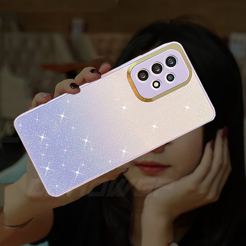 Θήκη 3D Graident Glitter Sequins Για Samsung Galaxy S22 Ultra S21 Plus A13 A23 A22 A33 A53 A73 A52 A12 A51 Μαλακό κάλυμμα σιλικόνης