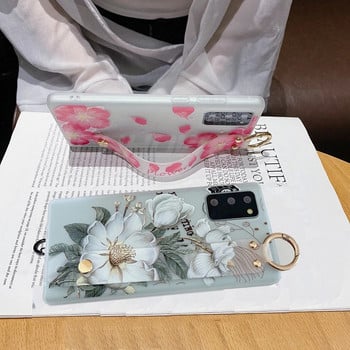 Flowers Soft Silicon Wrist θήκη για Huawei P30 P40 Lite E Pro P Smart Y7P Y8P Y8S Honor 9X 9C 10i 30 20 Lite Pro TPU Cover