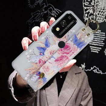 Flowers Soft Silicon Wrist θήκη για Huawei P30 P40 Lite E Pro P Smart Y7P Y8P Y8S Honor 9X 9C 10i 30 20 Lite Pro TPU Cover