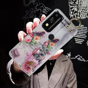 Flowers Soft Silicon Wrist θήκη για Huawei P30 P40 Lite E Pro P Smart Y7P Y8P Y8S Honor 9X 9C 10i 30 20 Lite Pro TPU Cover