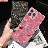 Θήκη λέιζερ 3D Art Ptinted Flower Bling για iPhone 13 12 11 Pro Max X XR XS Max 8 7 Plus SE 2020 Glitter Lens Protection Cover