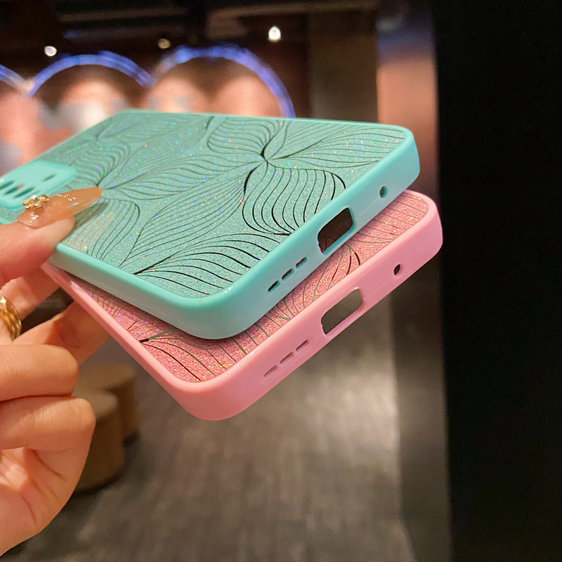 Θήκη λέιζερ 3D Art Ptinted Flower Bling για iPhone 13 12 11 Pro Max X XR XS Max 8 7 Plus SE 2020 Glitter Lens Protection Cover