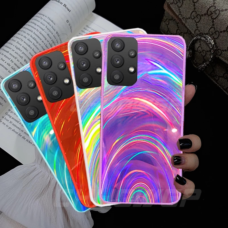 Glitter 3D Rainbow Laser maska za Samsung Galaxy A03 A02 A13 A33 A53 A73 A22 A32 A42 A52 A12 S21 EF S22 Ultra Plus Soft Cover