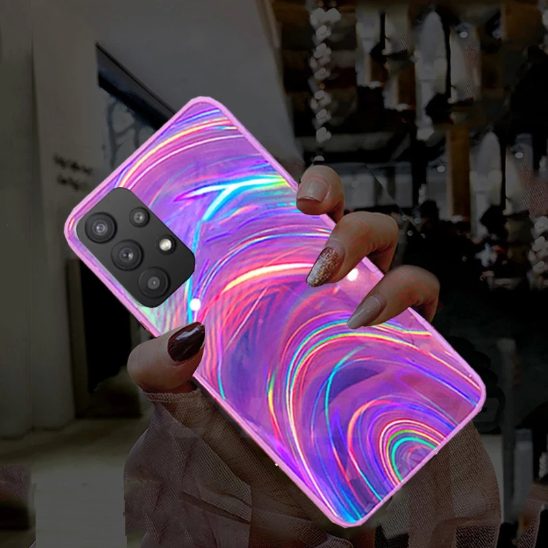 Glitter 3D Rainbow Laser maska za Samsung Galaxy A03 A02 A13 A33 A53 A73 A22 A32 A42 A52 A12 S21 EF S22 Ultra Plus Soft Cover