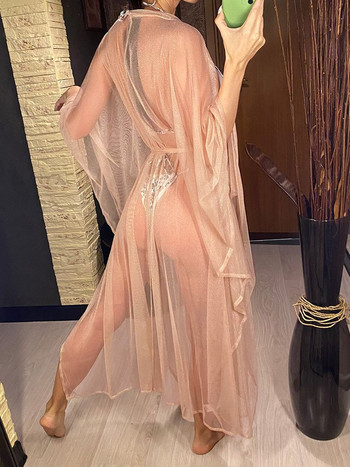 3 χρώματα Sexy Glitter Mesh Sheer See Through Tunic Beach Cover-ups Cover-ups Φόρεμα παραλίας Φόρεμα παραλίας Γυναικεία ρούχα V3217