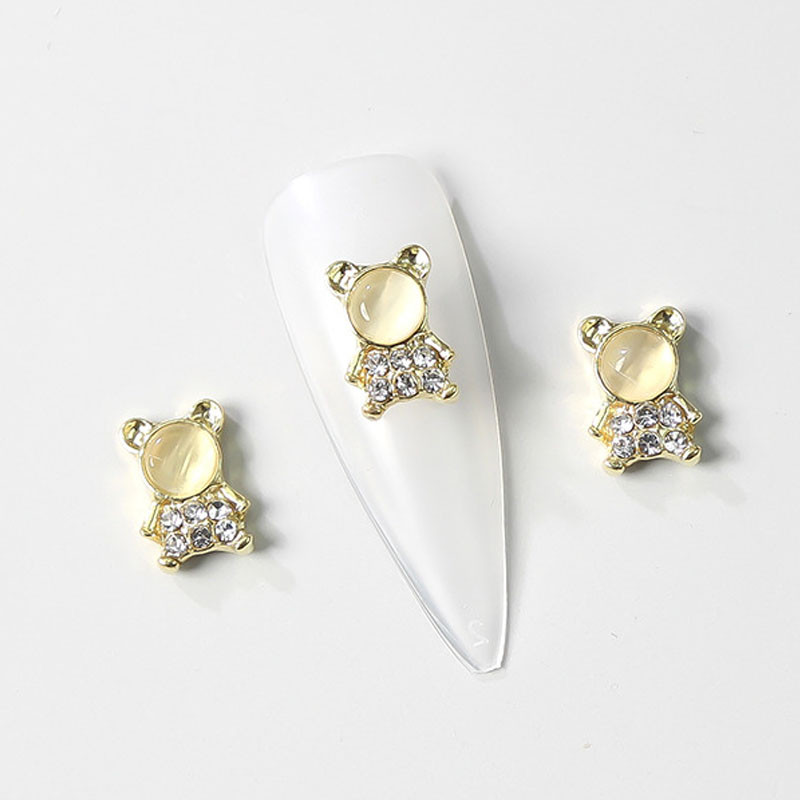 10 komada aluminijske visoke pete nakit za nokte privjesci 3D kruna medvjed srce dijamant luksuzni ukrasi za nokte 2022 metalni pribor za manikuru