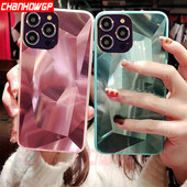3D Glitter Bling Diamond Mirror Калъф за телефон за iPhone 14 13 12 11 Pro Max X XR XS Max 7 8 Plus Удароустойчив мек TPU заден капак