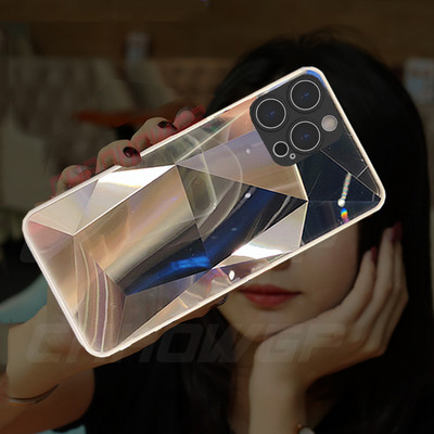 3D Glitter Bling Diamond Mirror Калъф за телефон за iPhone 14 13 12 11 Pro Max X XR XS Max 7 8 Plus Удароустойчив мек TPU заден капак