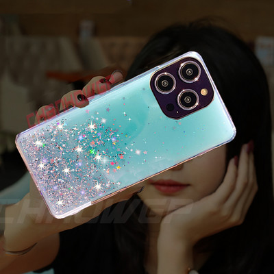 Luksuslik Gradient Glitter Clear telefoniümbris iPhone 14 13 12 11 Pro Max X XR XS Max 8 7 6S 6 Plus pehmest silikoonist tagakaane korpus