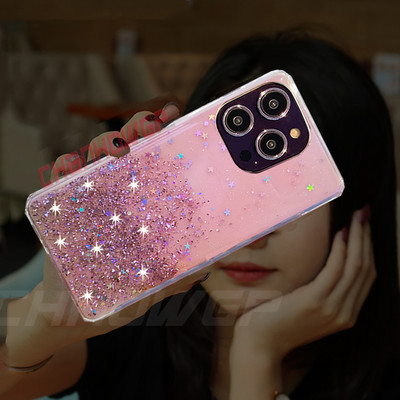 Luksuslik Gradient Glitter Clear telefoniümbris iPhone 14 13 12 11 Pro Max X XR XS Max 8 7 6S 6 Plus pehmest silikoonist tagakaane korpus