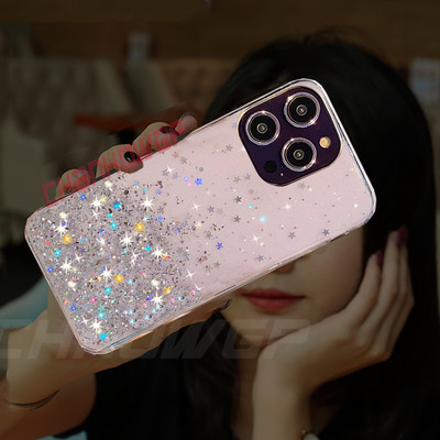 Luksuslik Gradient Glitter Clear telefoniümbris iPhone 14 13 12 11 Pro Max X XR XS Max 8 7 6S 6 Plus pehmest silikoonist tagakaane korpus