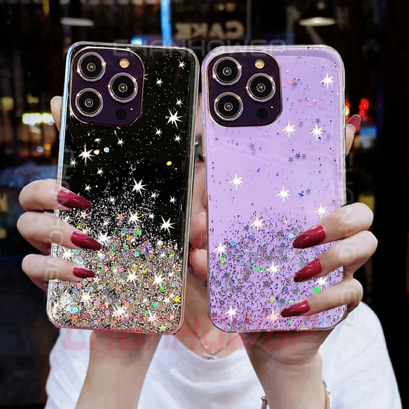 Luksuslik Gradient Glitter Clear telefoniümbris iPhone 14 13 12 11 Pro Max X XR XS Max 8 7 6S 6 Plus pehmest silikoonist tagakaane korpus