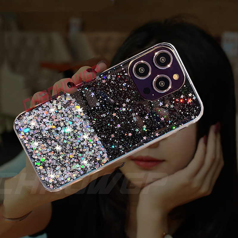 Luksuslik Gradient Glitter Clear telefoniümbris iPhone 14 13 12 11 Pro Max X XR XS Max 8 7 6S 6 Plus pehmest silikoonist tagakaane korpus