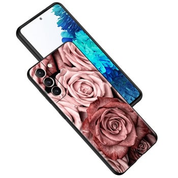 Моден мек калъф Flower Leaf за Samsung Galaxy S20 FE S21 Ultra S9 S10 Plus S10e S8 S7 A51 A71 черен матов капак за телефон