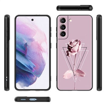 Моден мек калъф Flower Leaf за Samsung Galaxy S20 FE S21 Ultra S9 S10 Plus S10e S8 S7 A51 A71 черен матов капак за телефон