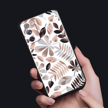 Моден мек калъф Flower Leaf за Samsung Galaxy S20 FE S21 Ultra S9 S10 Plus S10e S8 S7 A51 A71 черен матов капак за телефон