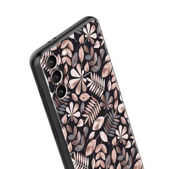 Моден мек калъф Flower Leaf за Samsung Galaxy S20 FE S21 Ultra S9 S10 Plus S10e S8 S7 A51 A71 черен матов капак за телефон