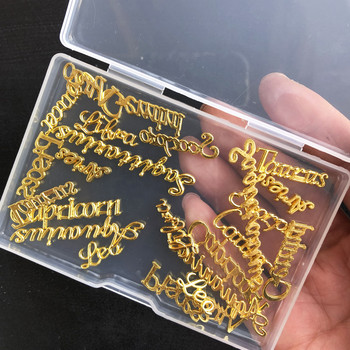 24PCS/Box 3D Gold&Silver Constellation Metal Nail Art Manicure Decor Направи си сам Алуминиева сплав Дизайн на букви Талисмани за аксесоари за бижута за нокти