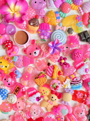 50 бр. Декор за нокти Kawaii Mixed Cake Food Lollipop Clay 3D Assorted Candy Acrylic Nail Rhinestones Decoration Manicure Tool Art