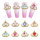 5gab. Modes kronis/planētas nagu Rhinestone piekariņi, rotājumi 8*10 mm mīlestības sirds formas dārgakmeņi dimanta rotaslietas DIY nagu mākslai