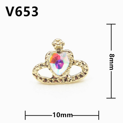 5gab. Modes kronis/planētas nagu Rhinestone piekariņi, rotājumi 8*10 mm mīlestības sirds formas dārgakmeņi dimanta rotaslietas DIY nagu mākslai